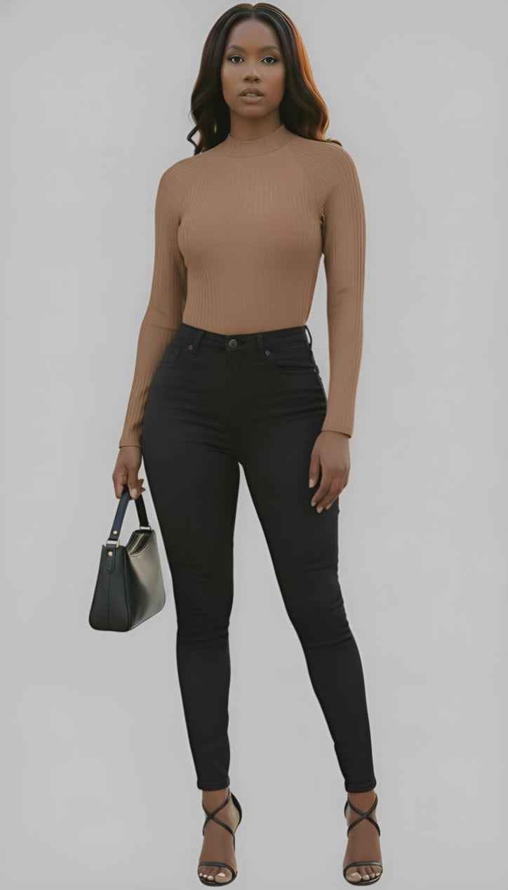 Smooth Fit Ribbed Mock Neck Bodysuit